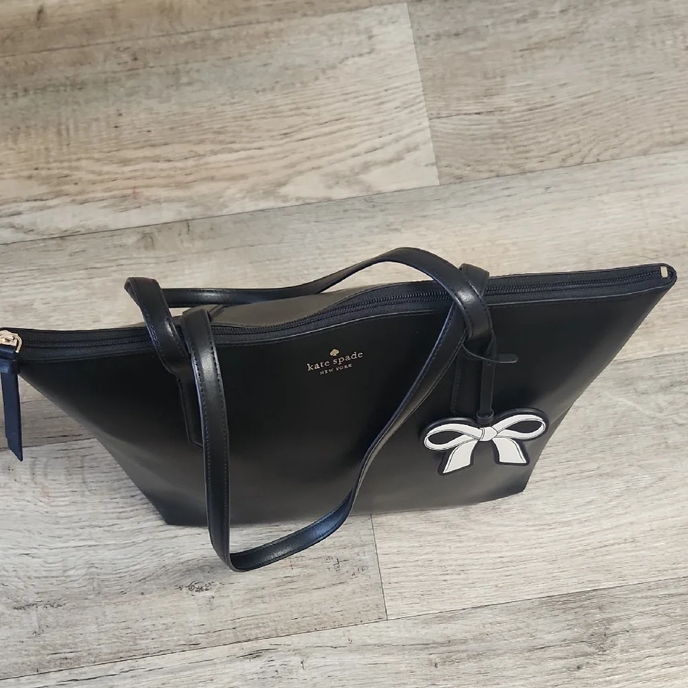 Kate Spade Black Tote with White Bow Accent